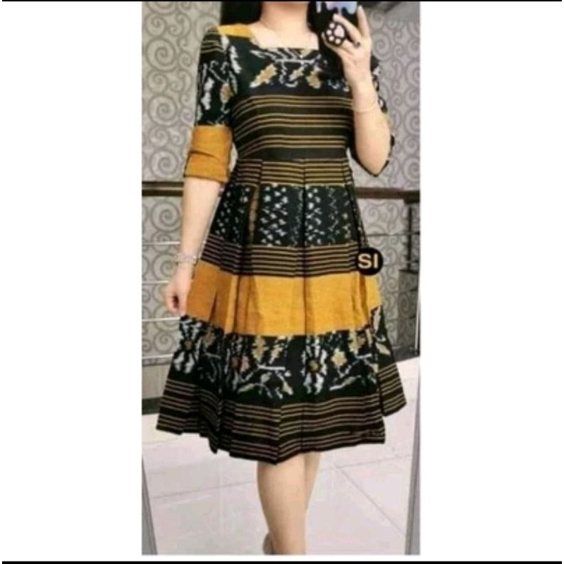 Jual Dress Tenun Wiru Lipat, Dres Tenun Ikat Asli, Baju Dres Tenun