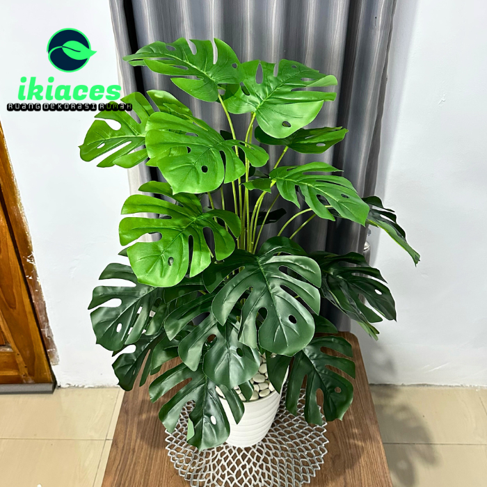 DAUN MONSTERA JUMBO 1 METER DAUN PLASTIK HIAS DEKORASI BUNGA SUDUT RUMAH DAUN ARTIFICIAL BUNGA JUMBO MURAH DEKORASI AESTHETIC