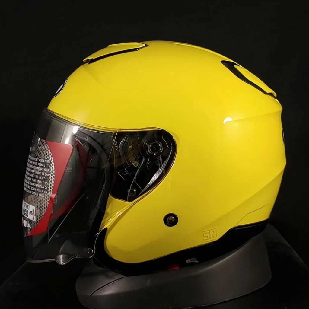 Jual Helm Half Face KYT Kyoto R Solid Lemon Yellow gloss Warna Kuning