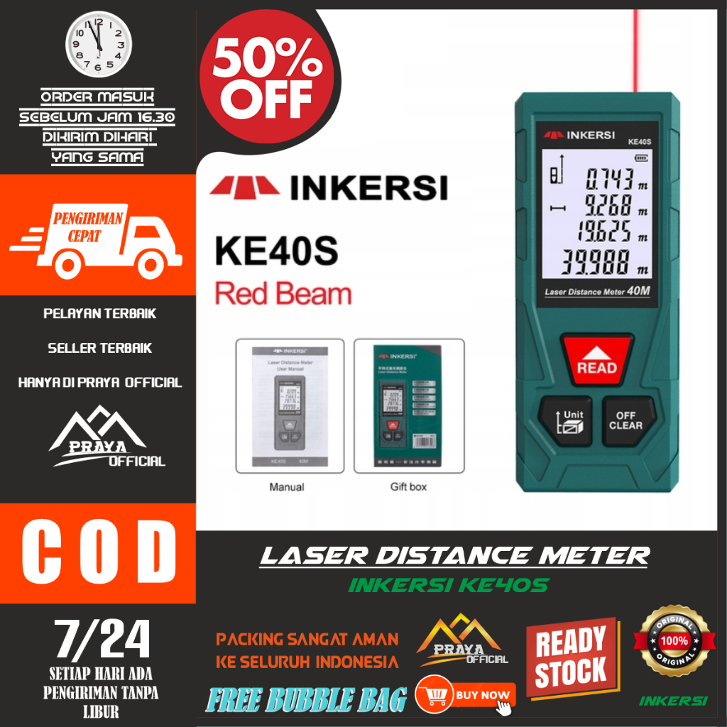 Jual 40m 50m 60m 100m Meter Meteran Laser Digital Laser Distance Meter Prayatech 40m 40 Meter Pt