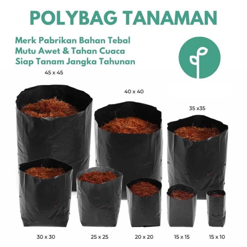 Jual Polybag Tanaman 15x15 25x25 30x30 Polibag Kecil Tebal Plastik 