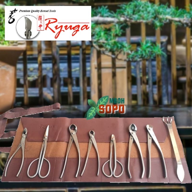 Jual Alat Bonsai, Satu set alat bonsai Ryuga Stenlis, plus tas gulung