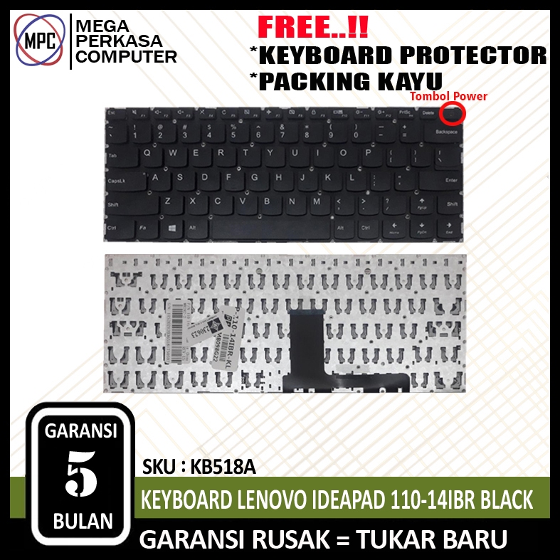 Jual KEYBOARD LENOVO IDEAPAD 110-14IBR 110-14ISK 110-14AST Tombol Power ...