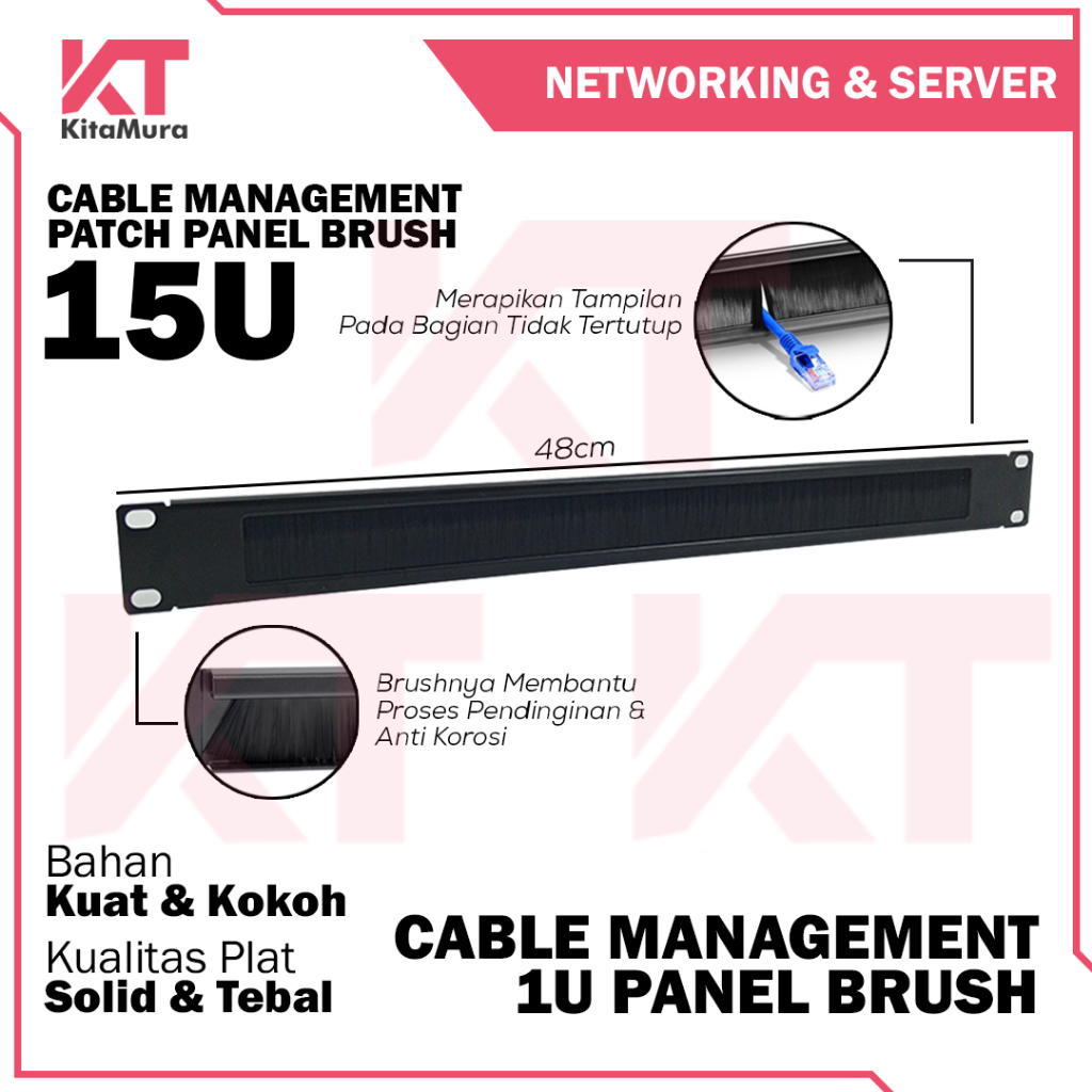 Jual Brush Blank Patch Panel 1 U Wire Management Rack Server | Shopee ...