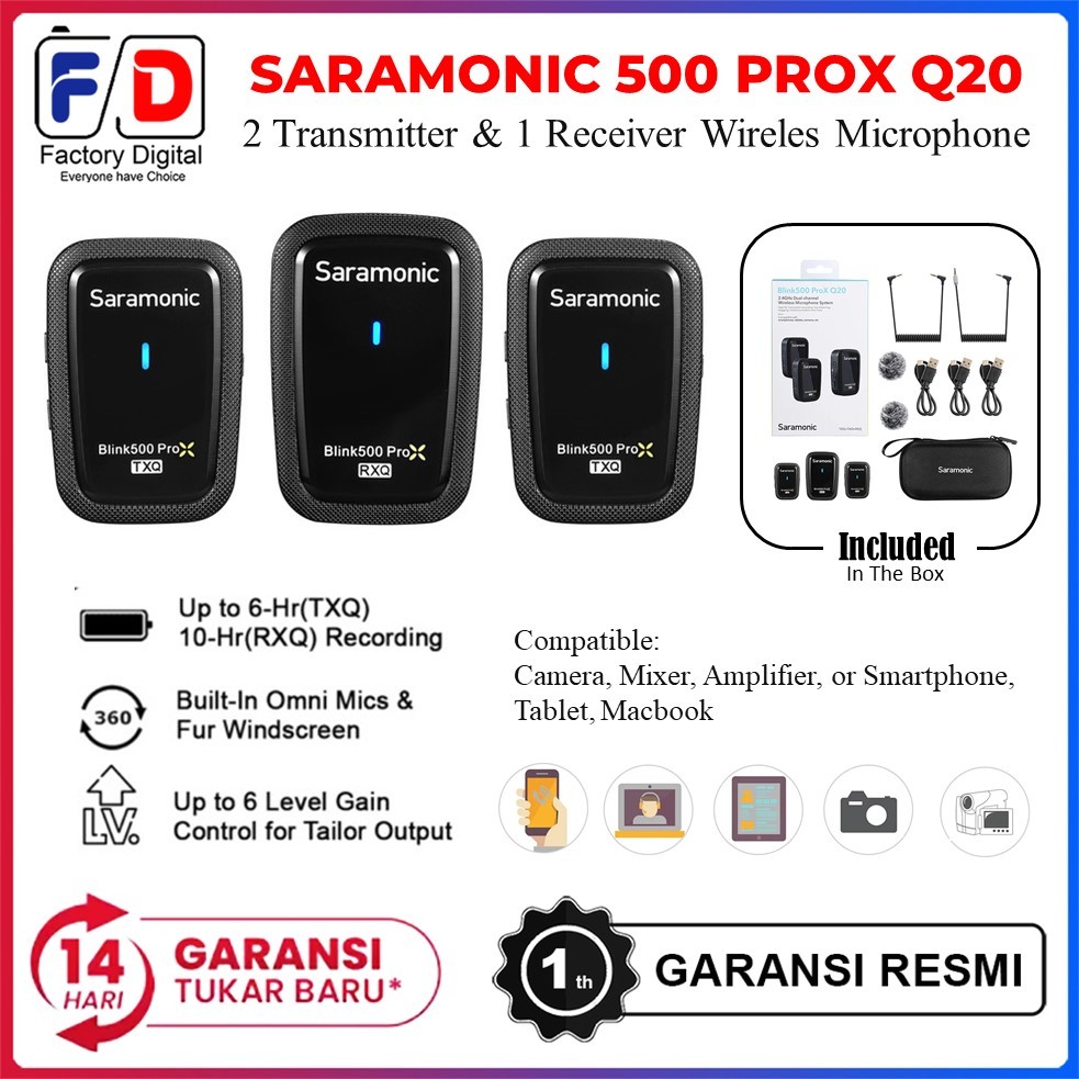 Jual Mic Saramonic Blink Pro X Q Q Dual Wireless Microphone Resmi Shopee Indonesia