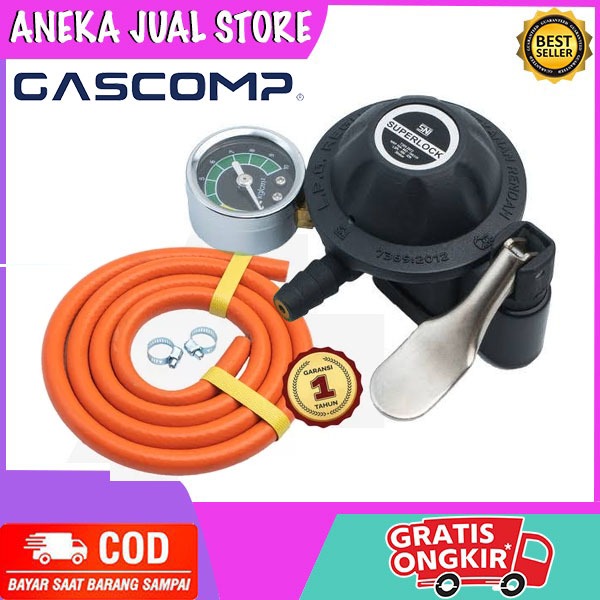 Jual Regulator Gas SUPERLOCK Gascomp GRS-01 + SELANG GAS 2 METER / GRS ...