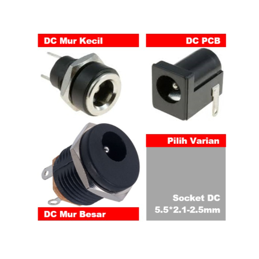 Jual Socket DC 5.5 Adaptor Power Jack Soket Female Panel Box +Mur PCB ...