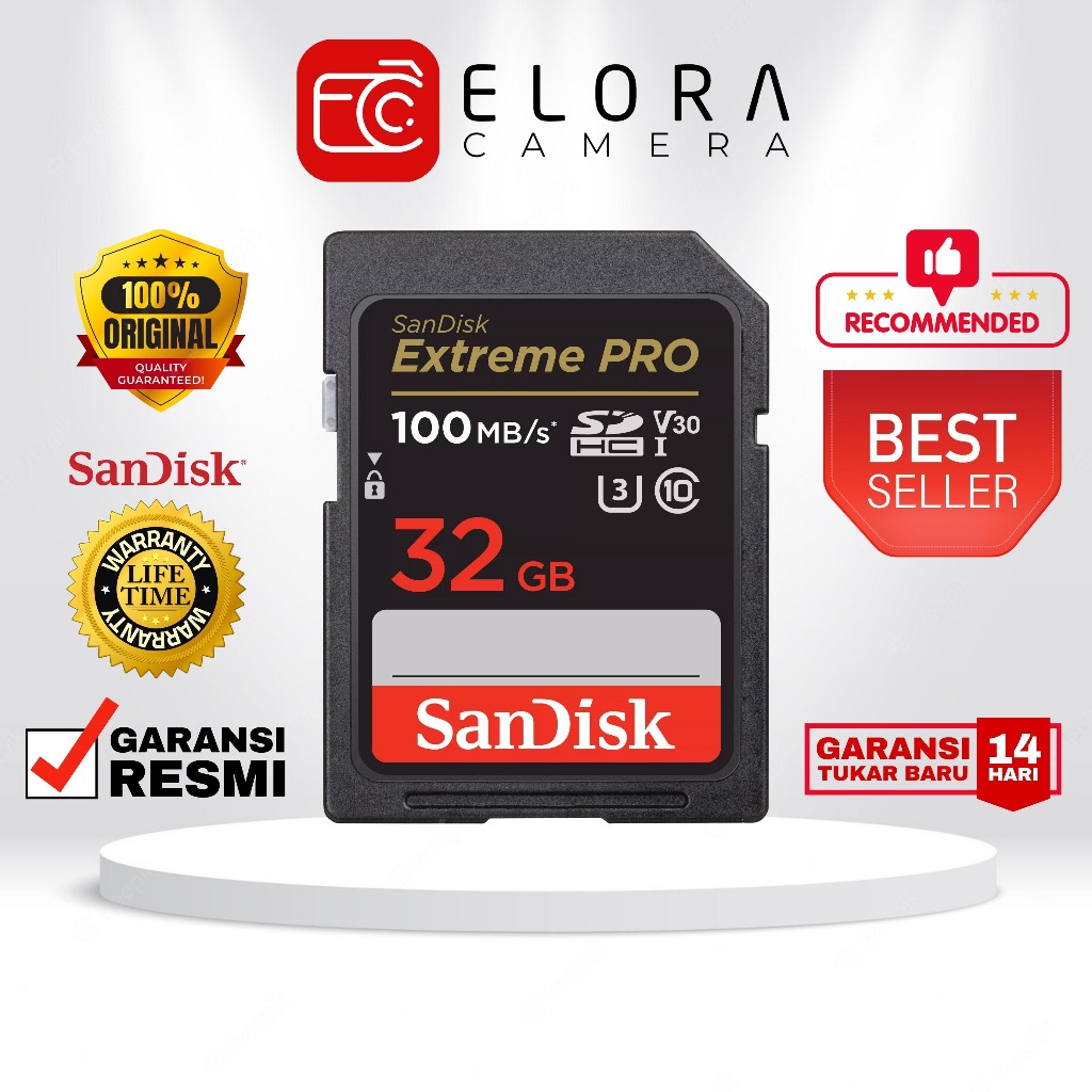 SD Card 32GB 32 GB Sandisk Extreme Pro SDHC SDXC UHS-I CL10 100MBPS  Garansi Lifetime