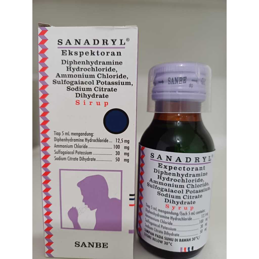 Jual Sanadryl Expectorant Obat Batuk Berdahak Alergi 60ml Shopee Indonesia 