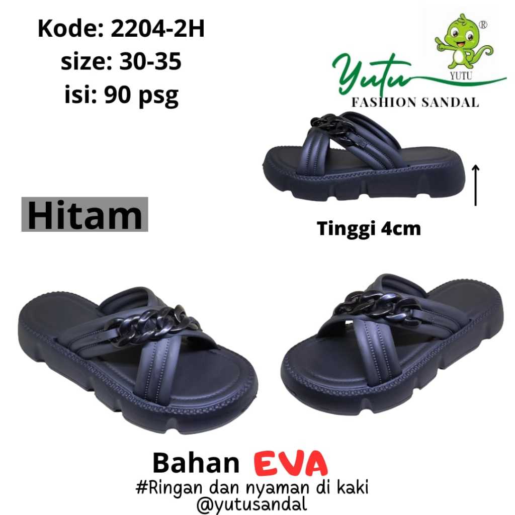 Jual Sandal Wedges Wanita Tali Silang Sendal Yutu Hitam Wedges Wanita