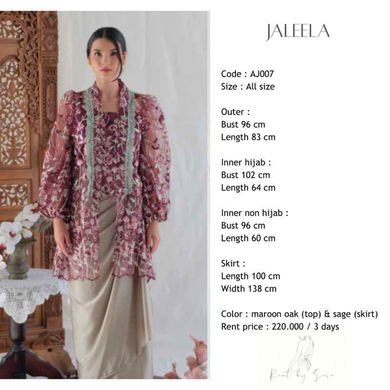 Jual SEWA / RENTAL SET KEBAYA TUNANGAN WISUDA LAMARAN JALEELA AJ007 Shopee Indonesia