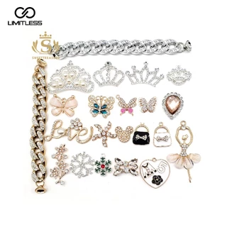 LIMITLESS Accesoris Sandal Permata Hiasan Sandal Jibblitz Mewah Diamond Korean Style Pin Sandal Lucu