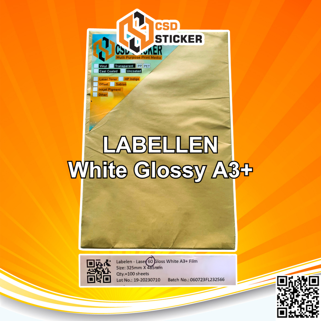 Jual CSD Sticker LABELLEN Vinyl PP Film Digital Print Laser Toner A3+ -PACK  | Shopee Indonesia