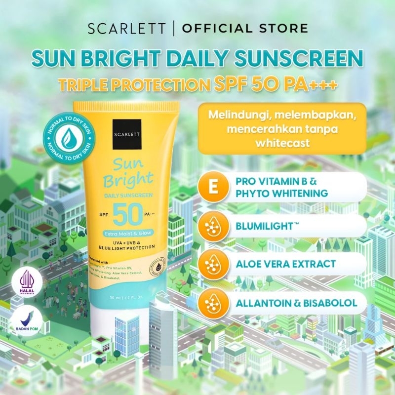 Jual Scarlett Whitening Sunscreen Sun Bright Daily Spf 50 Pa Original Ultra Light Shopee