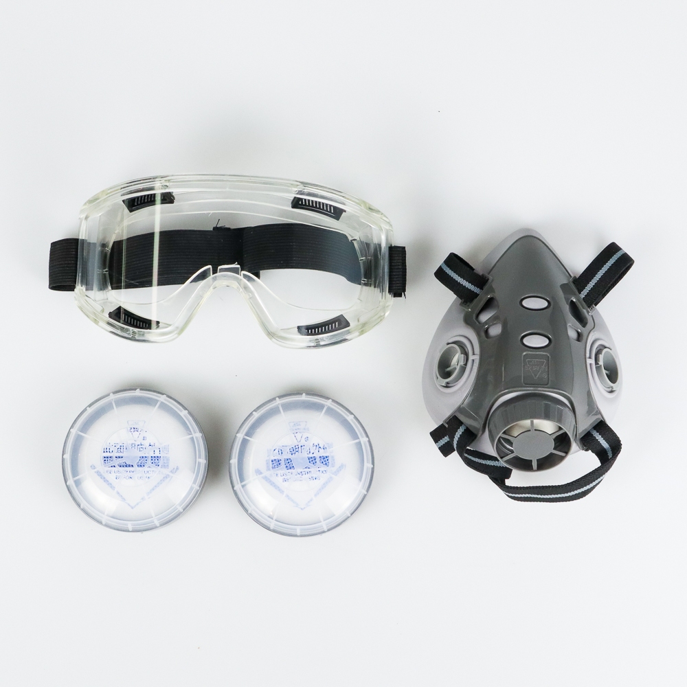 Jual 308Plus Masker Gas Respirator Half Face with Safety Glasses - SF03 ...