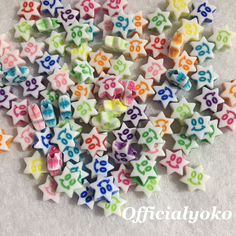 Jual Manik Susu/Manik Kapur Smile Bintang Warna Mix Random (15gram ...
