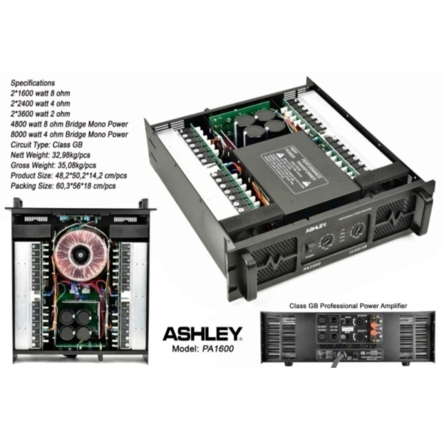 Jual Ashley PA-1600 Original Powe Amplifier 2 x 1600 W @ 8 ohm GB Class ...