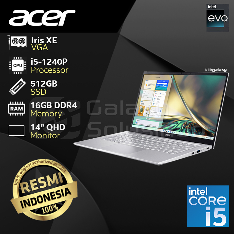 Jual Acer Swift 3 Now Sf314 512 56yv Intel Core I5 1240p 512gb Ssd 16gb