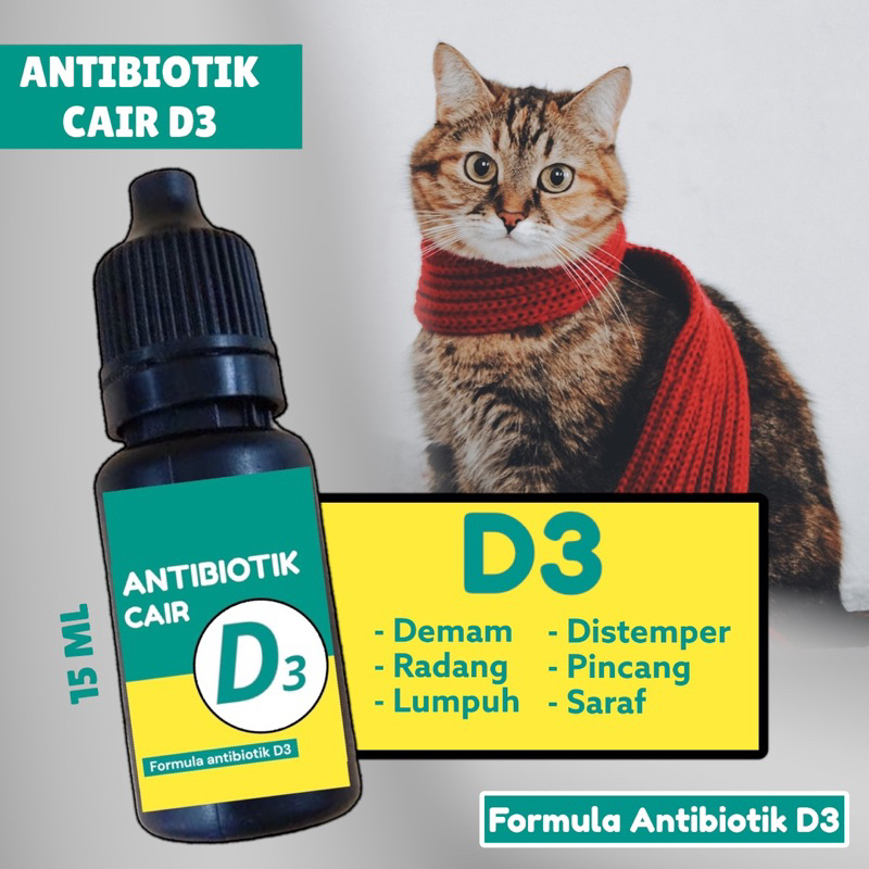 Jual Antibiotik D3 Cair 15ml Vitamin Kucing D3 Cair Vitamin D3