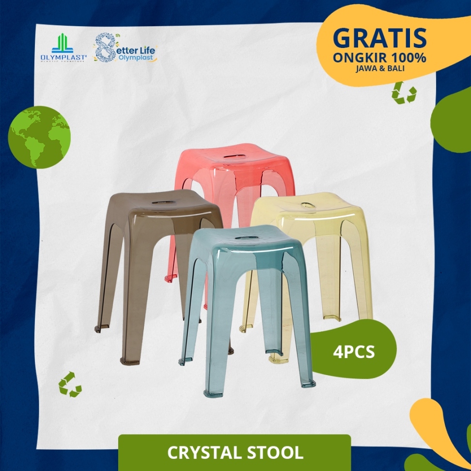 Jual Olymplast Kursi Bakso Kursi Transparan Crystal Stool 4pcs