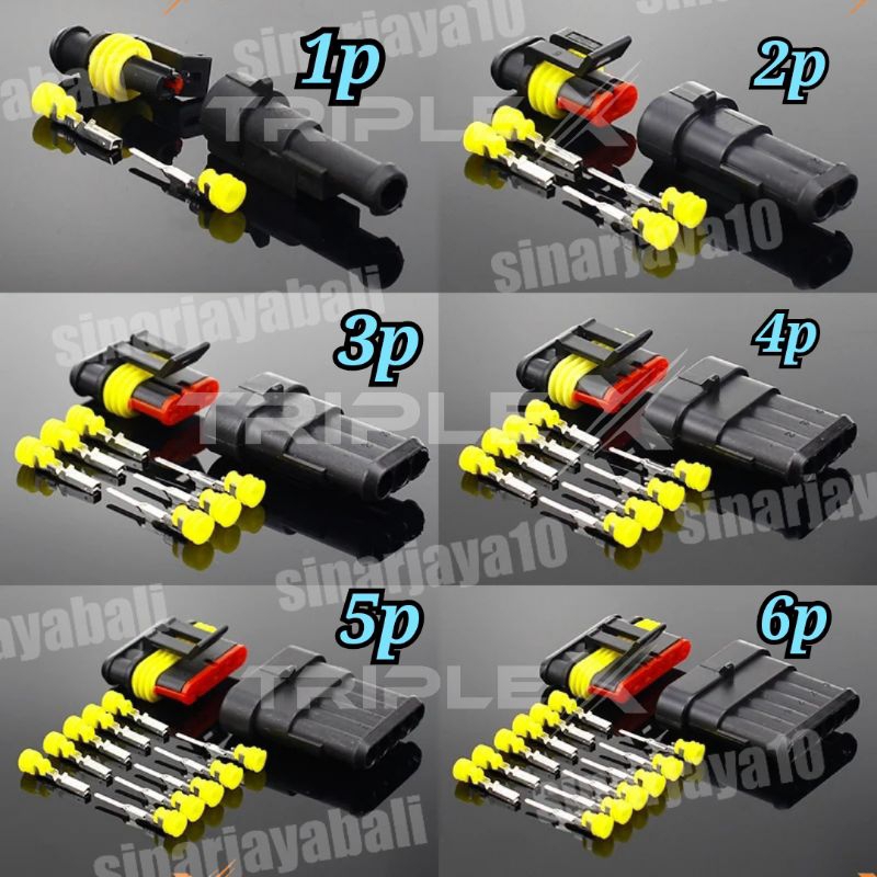 Jual soket kabel motor mobil socket konektor waterproof anti air 1pin ...