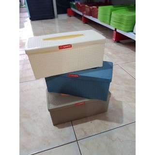 Jual Tempat Tissue persegi panjang Sunrise apollo motif rotan anyam ...