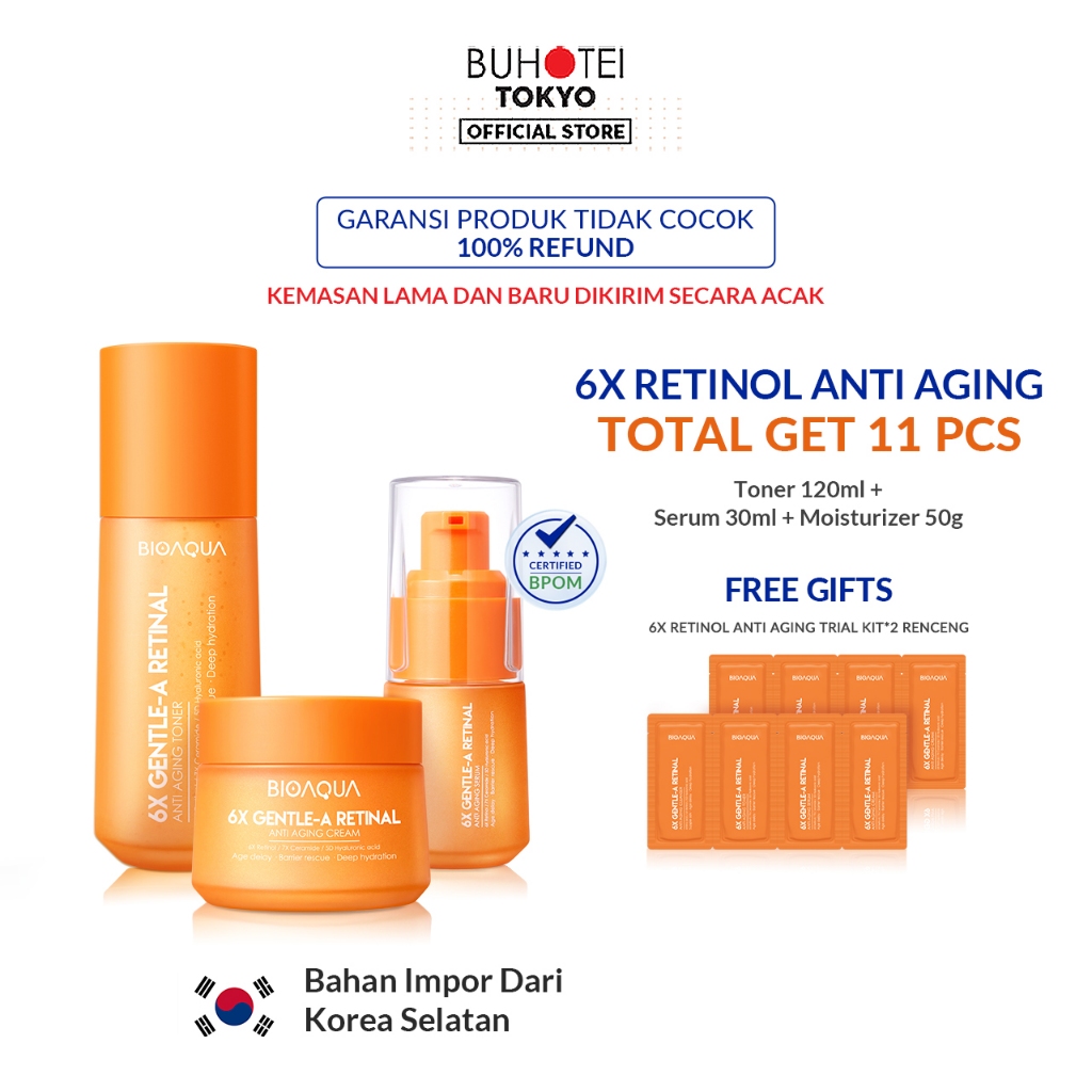 Jual Buhotei BIOAQUA 6X Gentle A Retinol Anti Aging Paket Skincare Set Retinol Cream Wajah