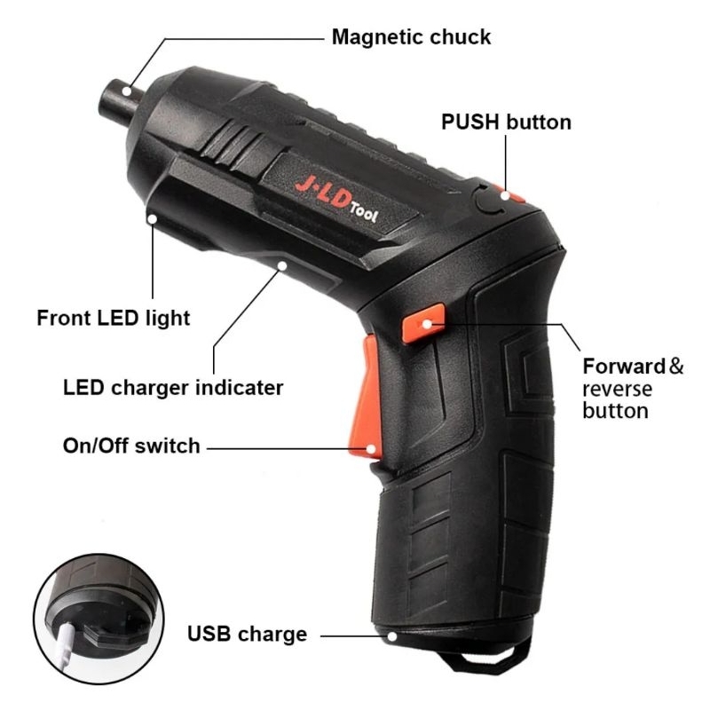 Jual JLD Mesin Bor Obeng Baterai Cordless Screwdriver 4,2V bor cas ...
