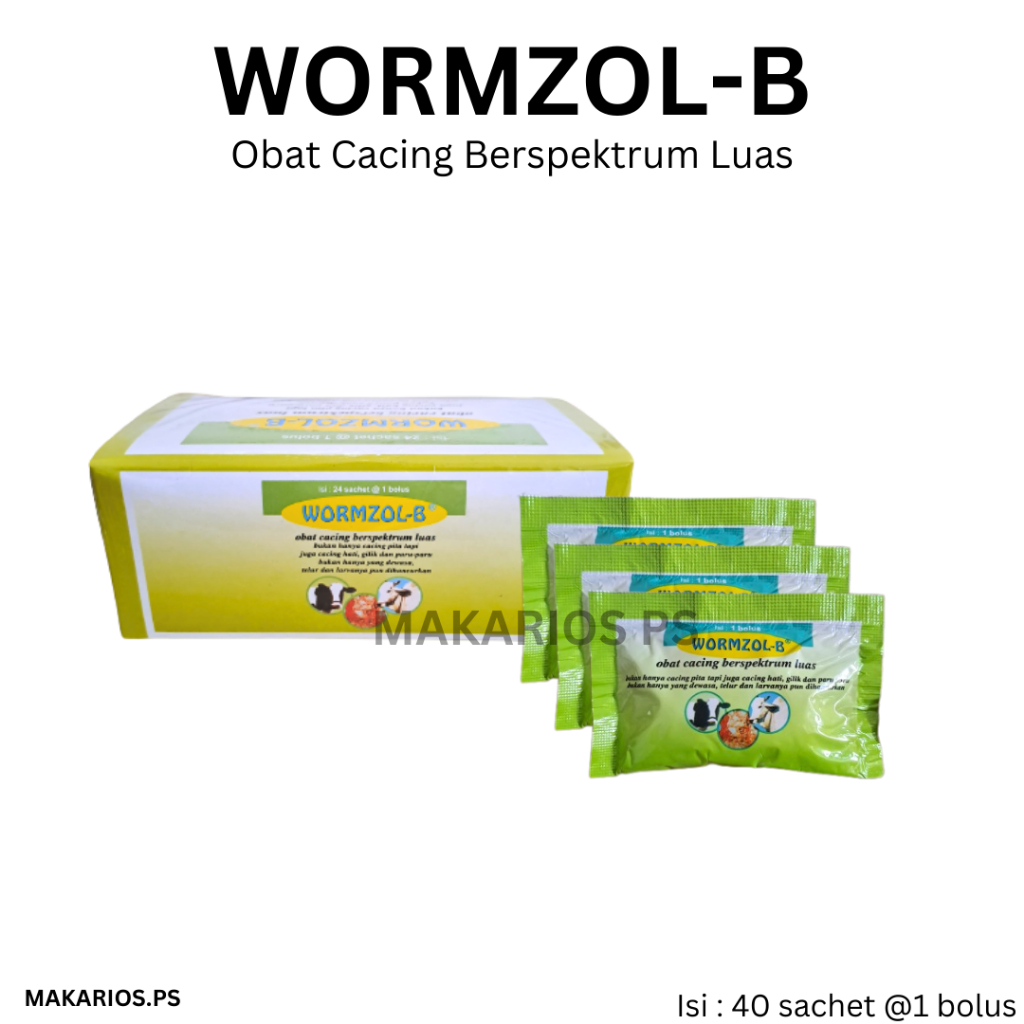 Jual Wormzol-B 1 Box Isi 24 Sachet @1 Bolus Kemasan Bolus Obat Cacing ...