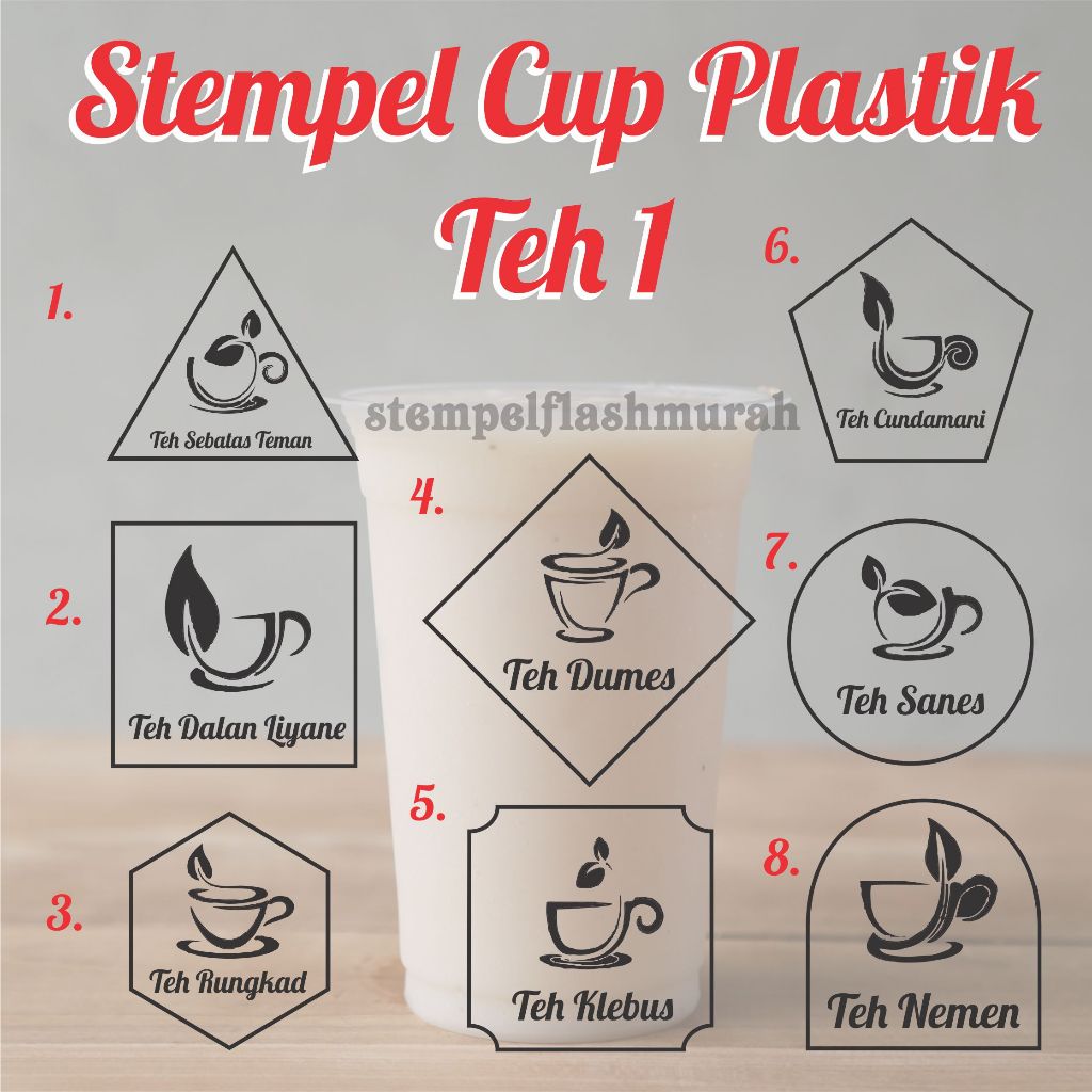 Jual Stempel Cup Gelas Teh 1 Plastik Minuman Kopi Es Jus Juice Tea