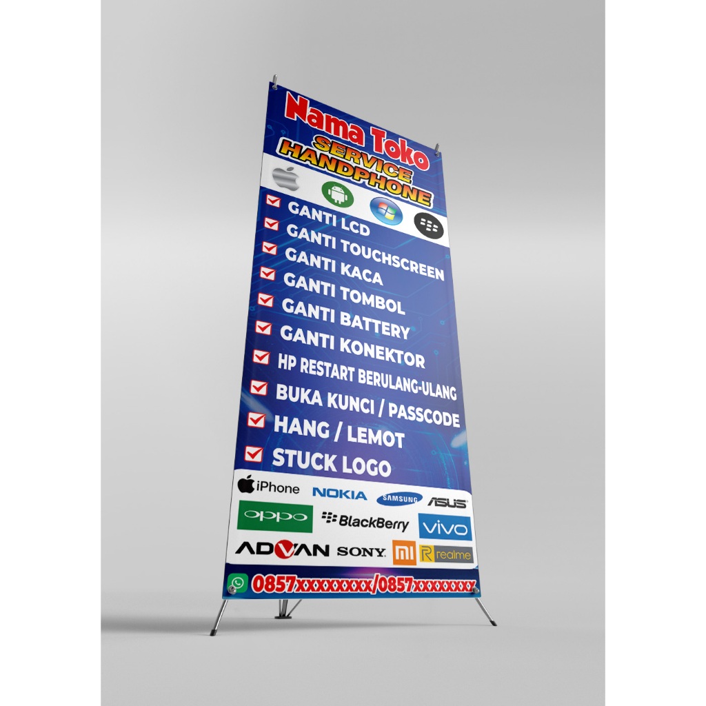 Jual SPANDUK BANNER BERDIRI KONTER SERVICE HP UKURAN 160X60 cm | Shopee ...