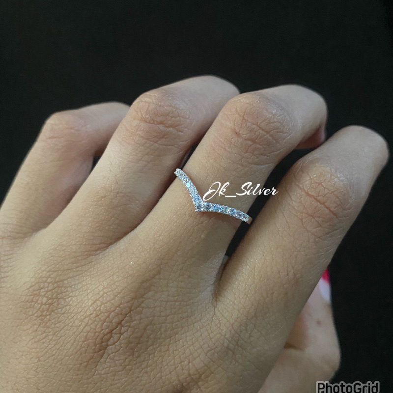 Jual Cincin Perak 925 Lapis Emas Putih Motif Aurel Dan Fuji Shopee