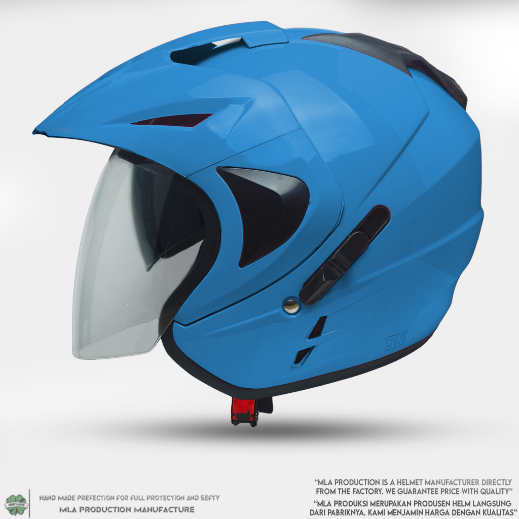 Jual Helm Half Face Double Visor JP8 MLA HELMET / SOFT BLUE Helm Pria