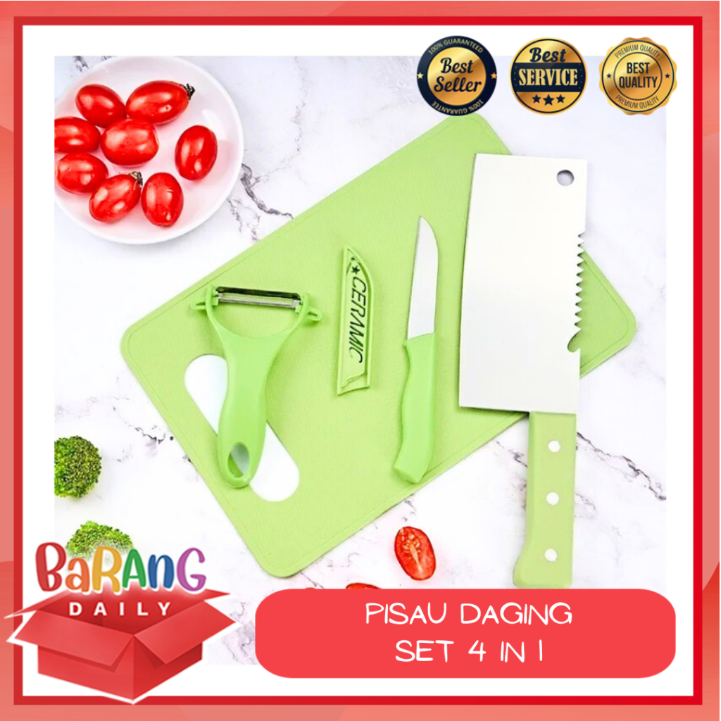 Jual Pisau Daging Set 4 in 1 / Kitchen Knife Set | Shopee Indonesia