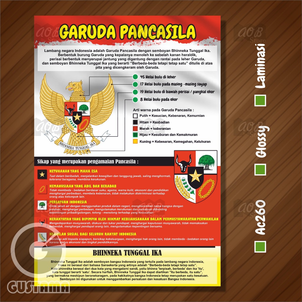 Jual Poster Garuda Pancasila Poster Edukasi Wipe And Clean A3 Shopee Indonesia 6800