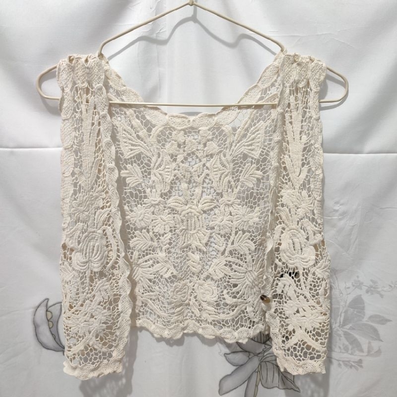 ROMPI RAJUT LACE VEST RENDA LACE CROP TOP MOTIF CORAK