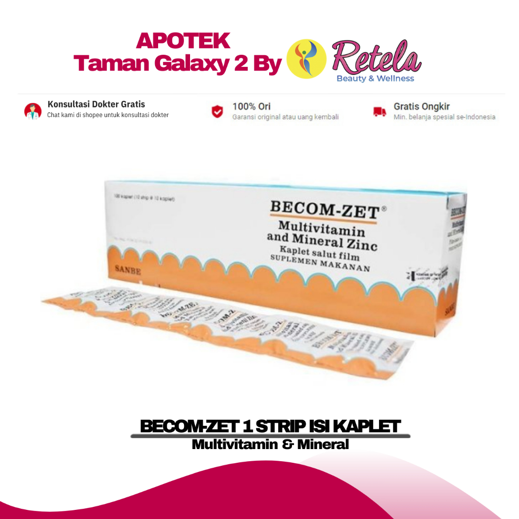 Jual BECOM-ZET 1 STRIP ISI KAPLET / MULTIVITAMIN | Shopee Indonesia