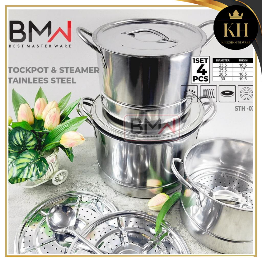 Jual Kh Stock Pot Steamer Set Bmw Panci Kukus Set Panci Dandang