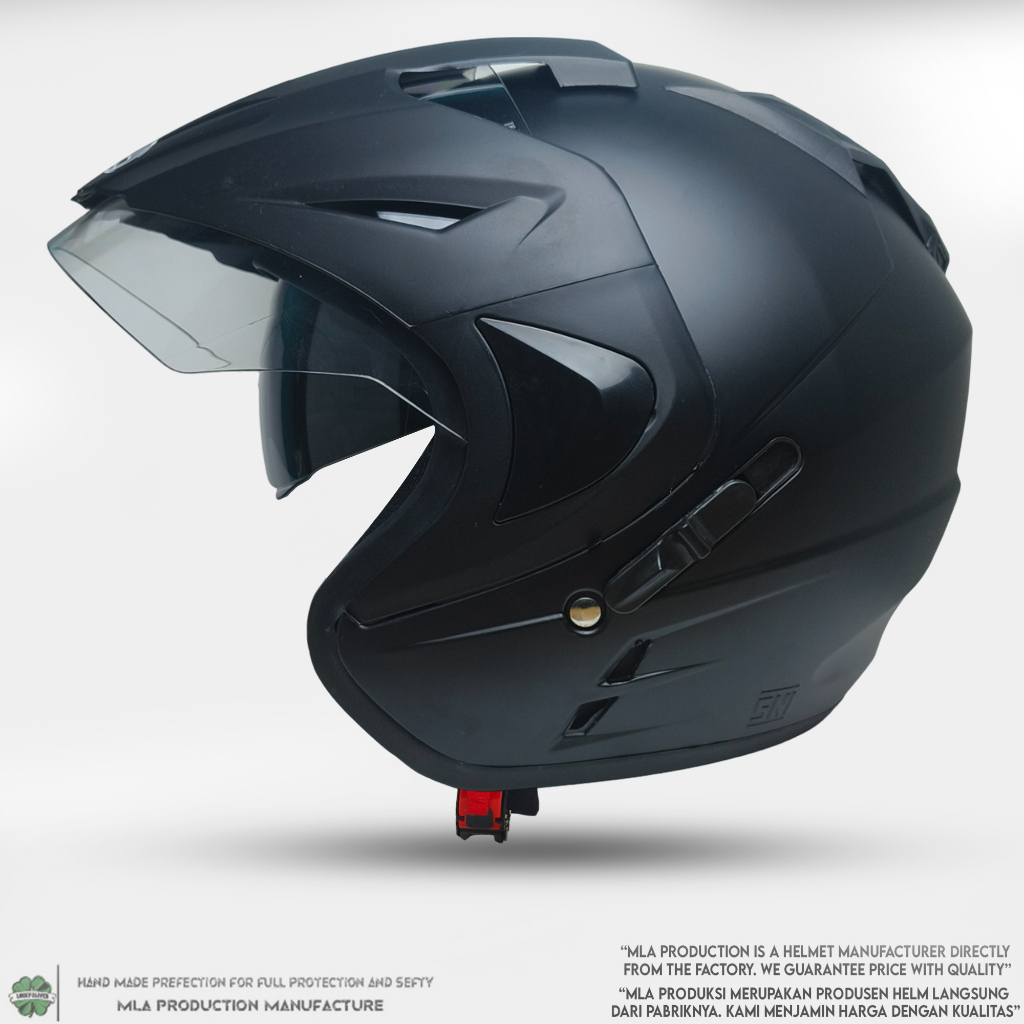 Jual Helm Half Face Double Visor JP8 MLA HELMET / HITAM DOF Helm Pria