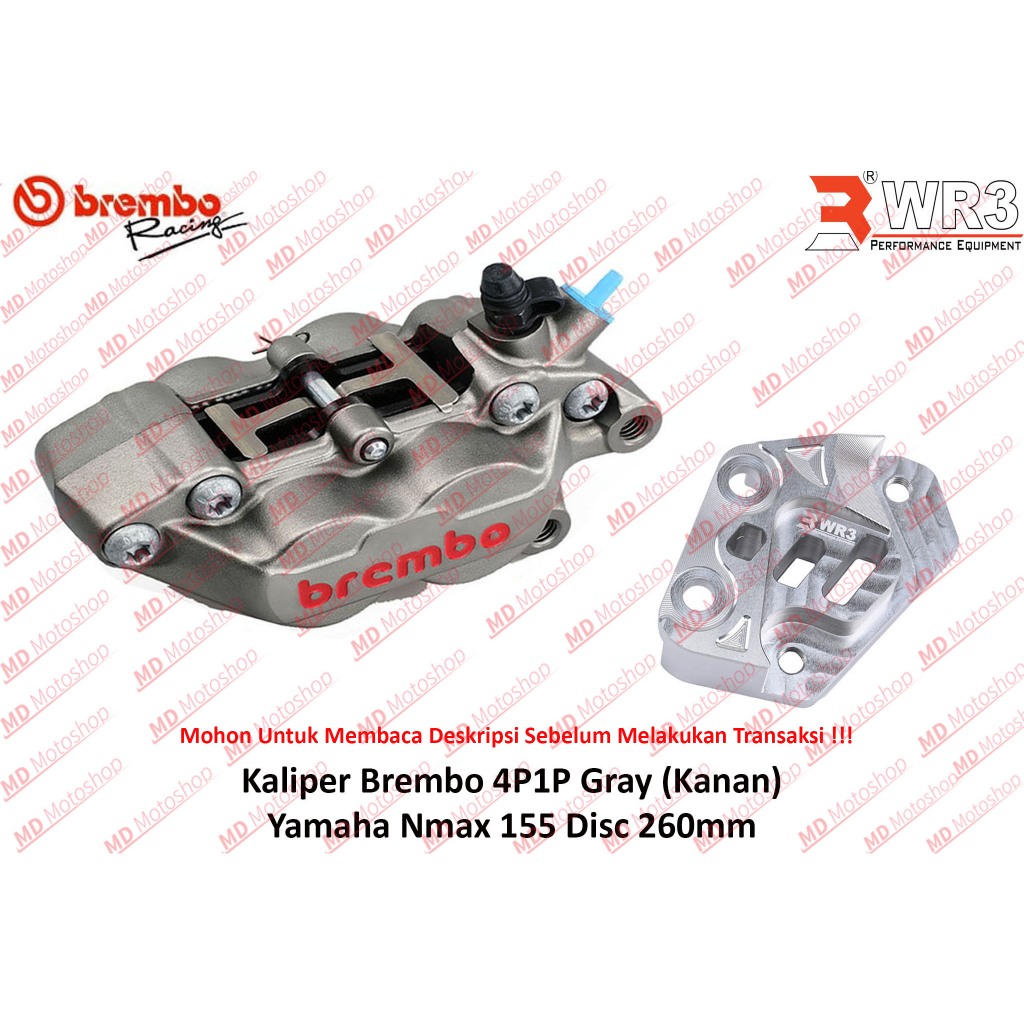 Jual Kaliper Br3mbo 4P + Breket WR3 For Nmax 155 245mm-260mm Xmax 250 ...