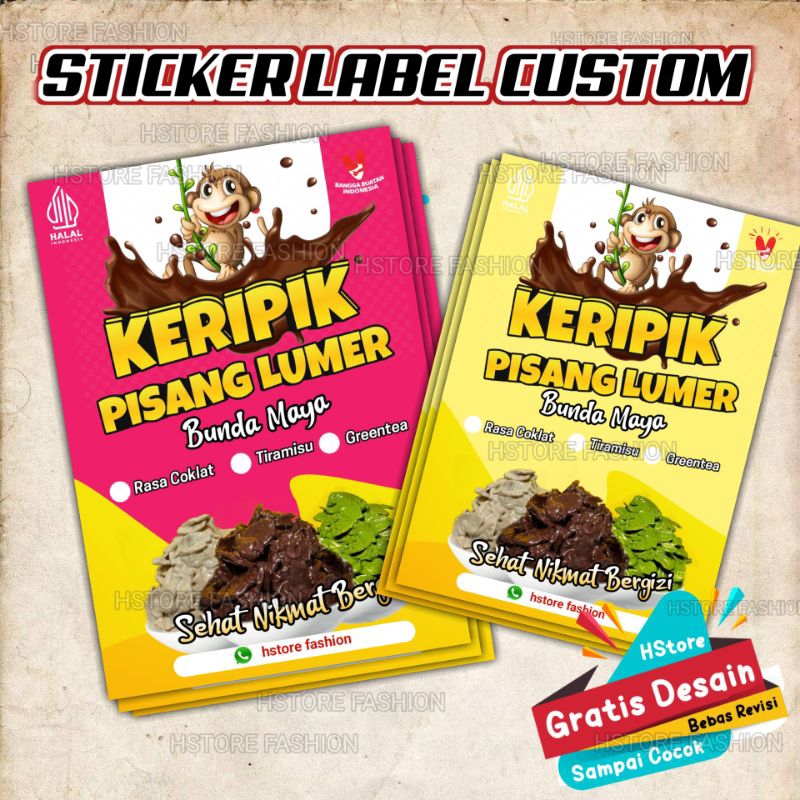 Jual Stiker Custom Label Sticker Keripik Pisang Lumer Custom Label