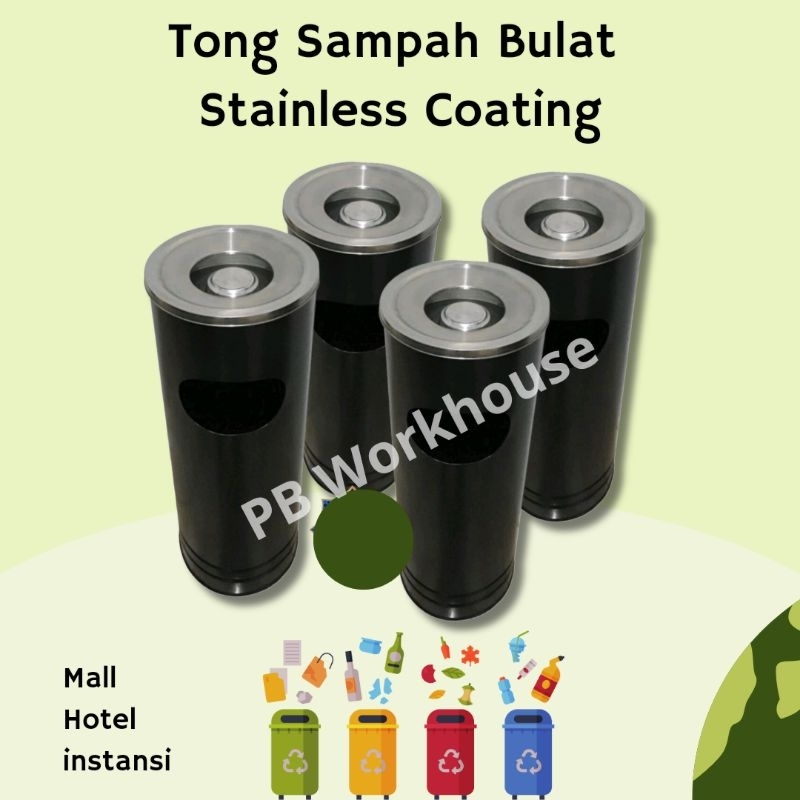 Jual Tempat Sampah Coating Bulat / Tong Sampah Asbak | Shopee Indonesia