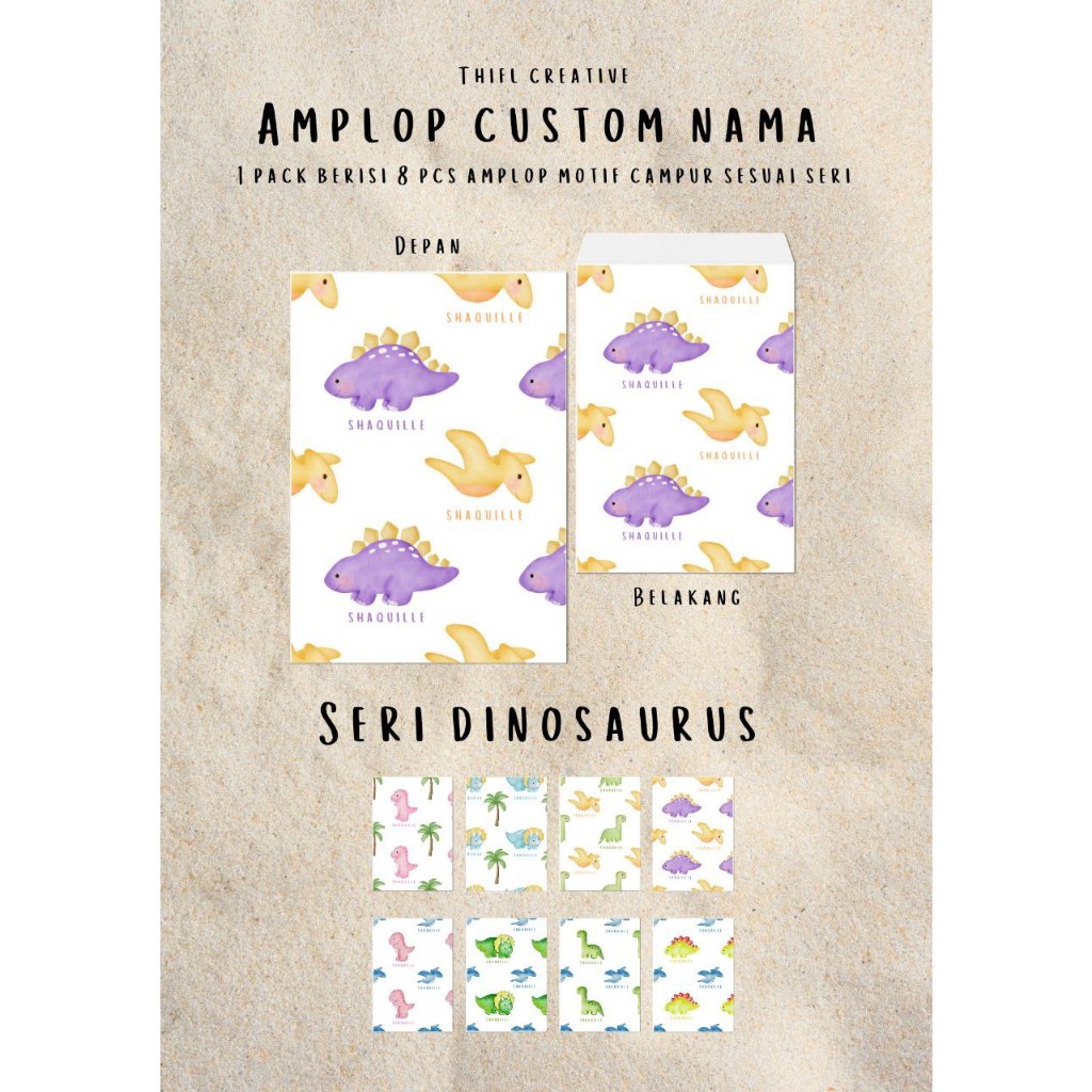 Jual Thifl Creative Dinosaurus Series Amplop Angpao Custom Unik Undangan Nikahan Lebaran