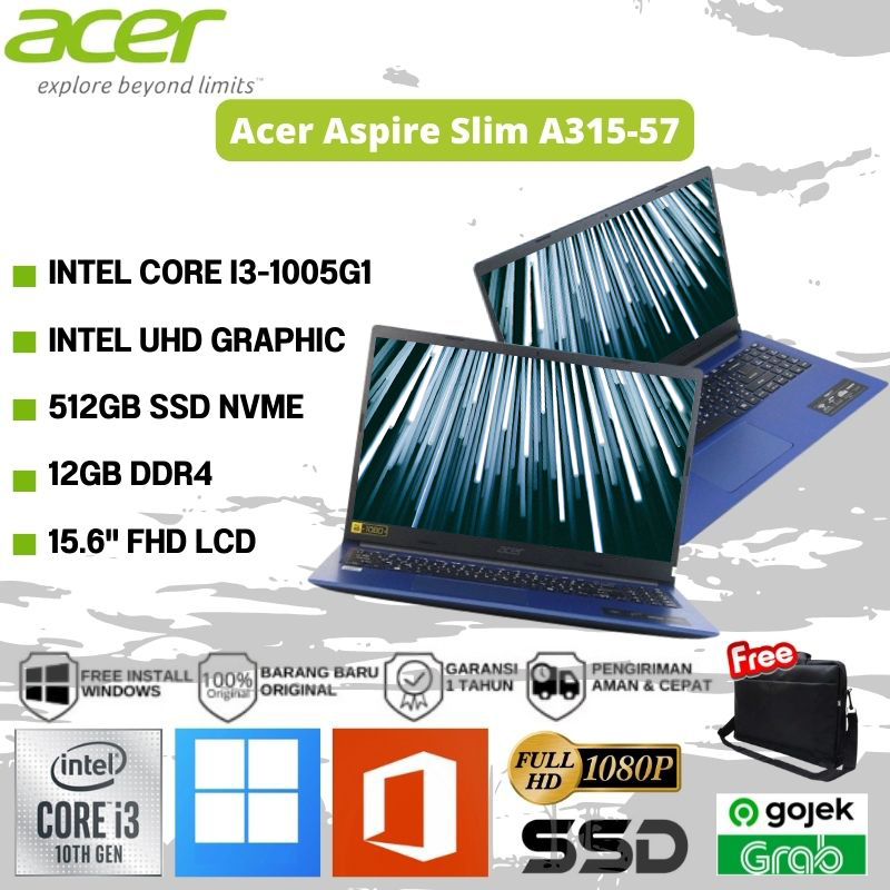 Jual ACER Aspire 3 A315-57-36QR - i3-1005G1 - 12GB - 512GB SSD - 15.6 ...