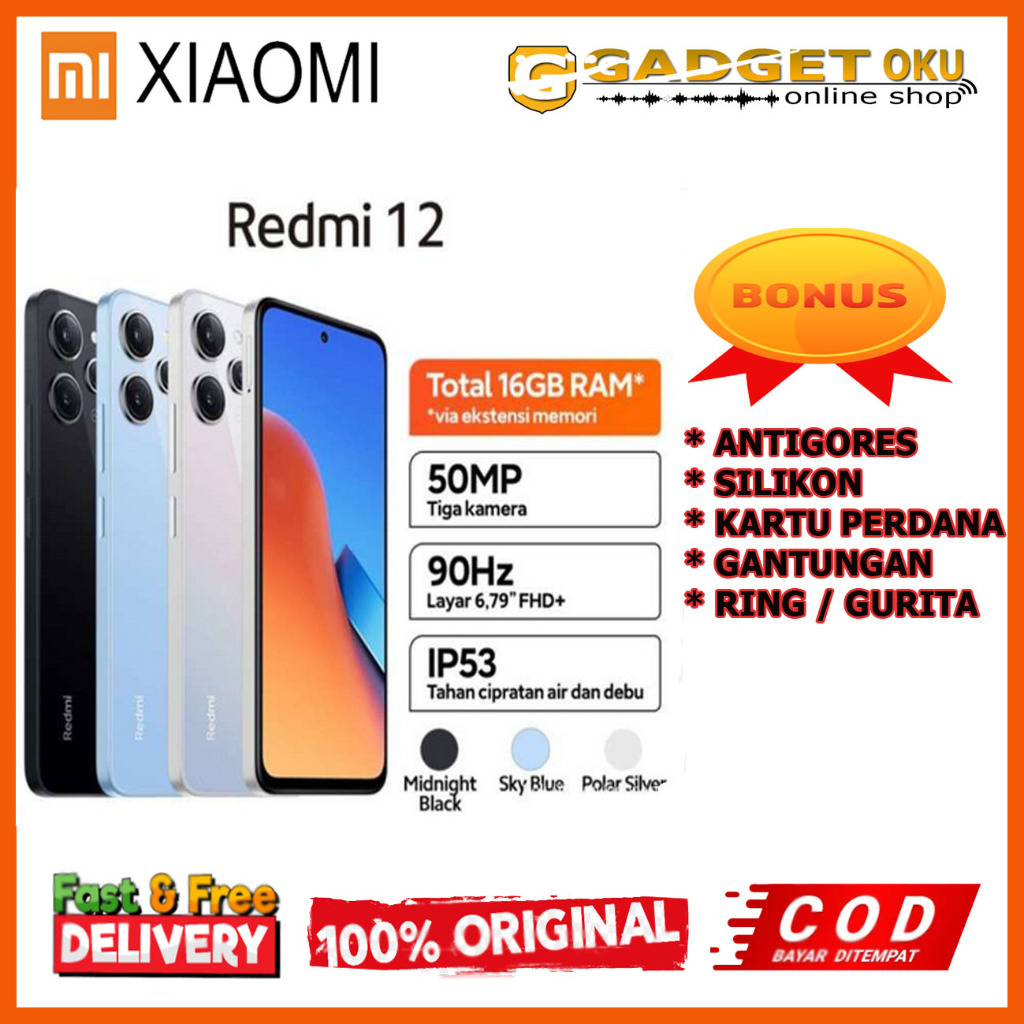 Jual XIAOMI REDMI 12 RAM 8/128GB / RAM 8/256GB GARANSI RESMI XIAOMI ...