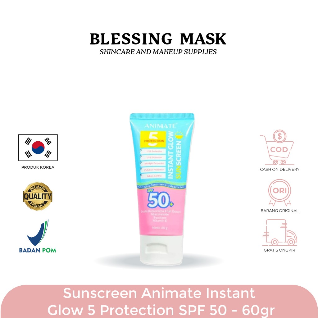 Jual Animate Instant Glow Sunscreen 5 Protection - 60gr | Sunscreen ...