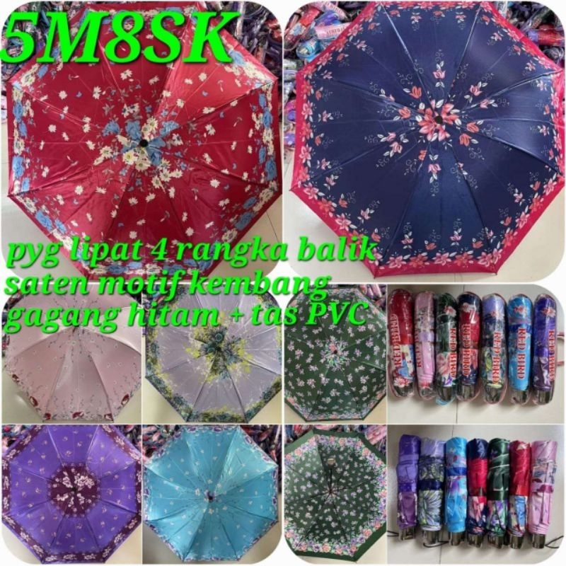 Jual Payung Lipat Rangka Saten Motif Kembang Tas Pvc Shopee Indonesia