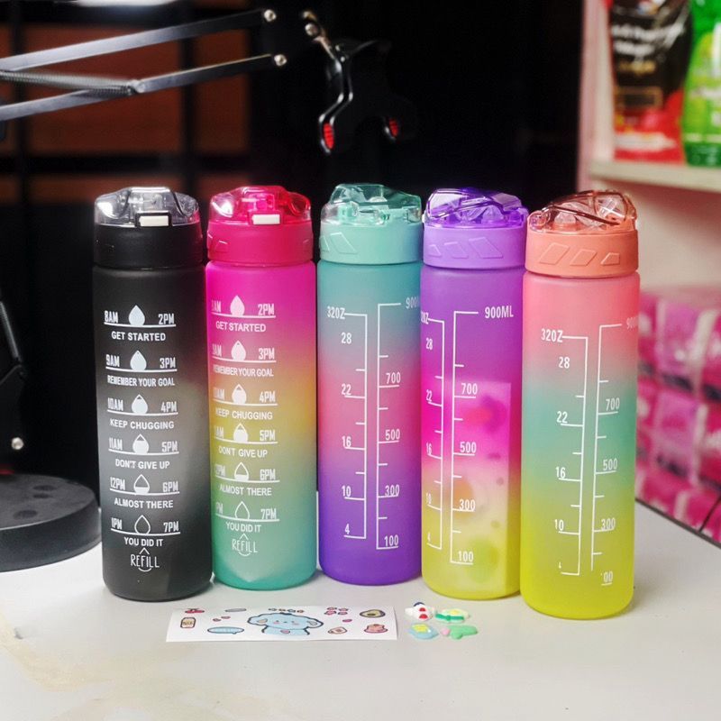 Jual Botol Minum 1 Liter Botol Minum Rainbow Korea Viral Botol Minum Motivasi Free Sticker