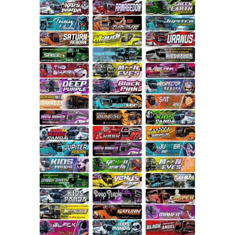Jual STIKER LOGO BUS BASURI 1 LEMBAR ISI 45 KOTAK/STIKER BUS KIDPANDA ...