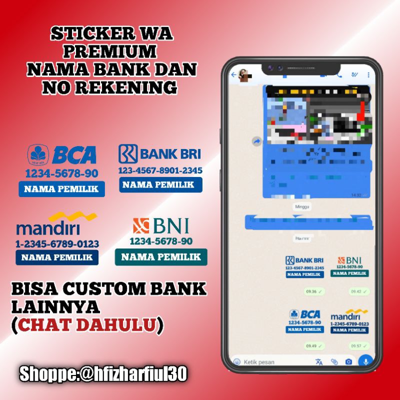 Jual Stiker WhatsApp Custom Rekening Bank Dan E-wallet Premium Desain 3 ...